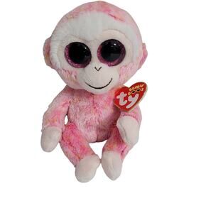 Ty 2014 Ruby beanie baby boo eyes monkey pink stuffed animal plush soft mini 7"